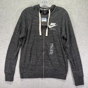Nike Hoodie Womens Medium Dark Gray Full Zip Just Do It Sportswear